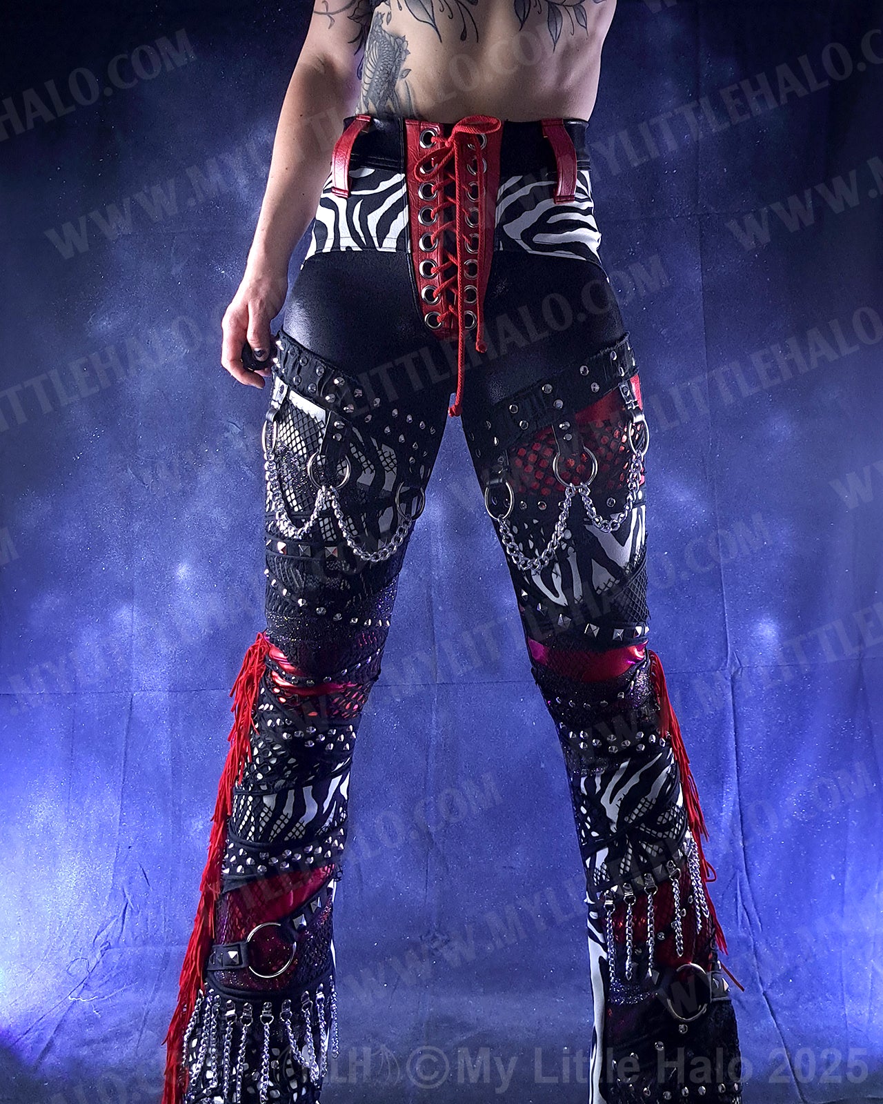 #11 Red, Black & Zebra Collage Flare Pants
