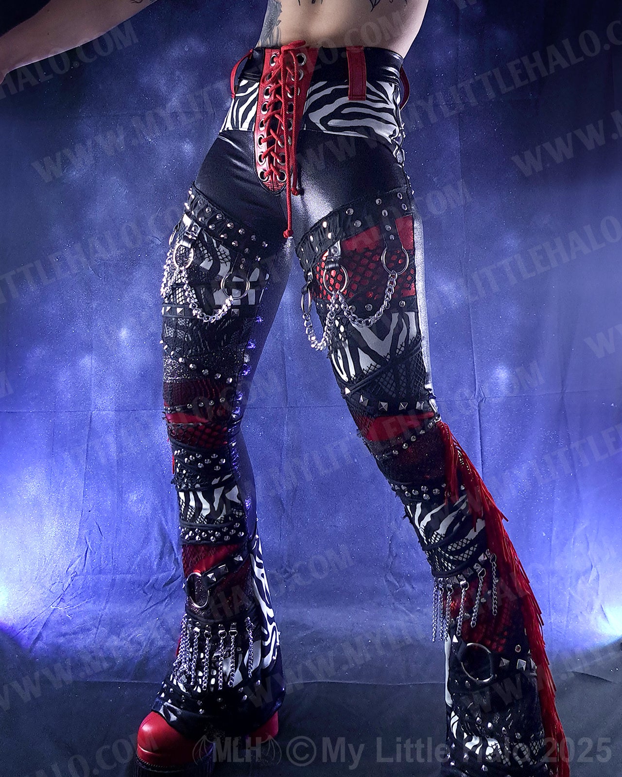 #11 Red, Black & Zebra Collage Flare Pants