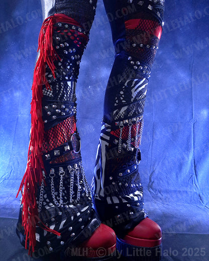 #11 Red, Black & Zebra Collage Flare Pants