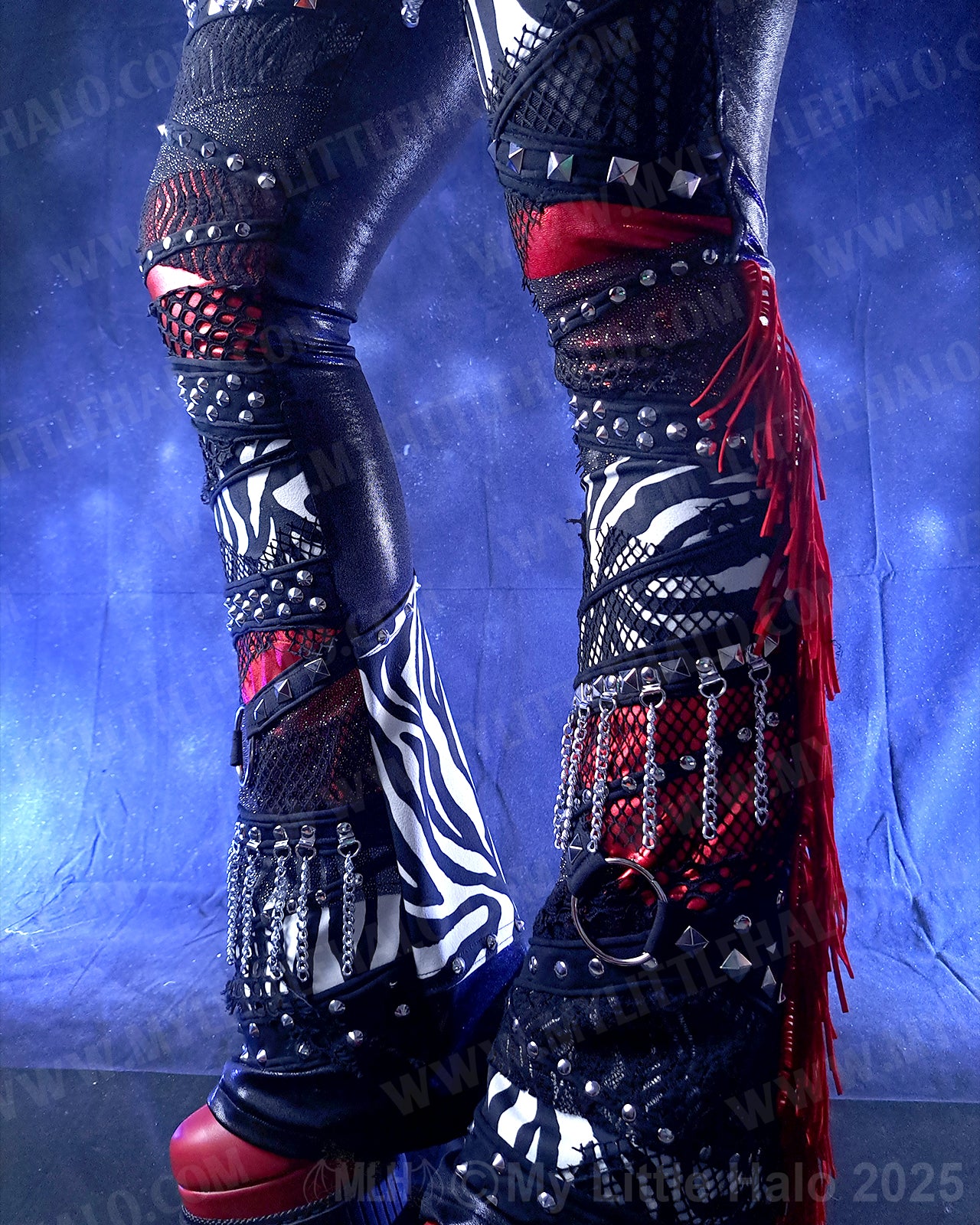 #11 Red, Black & Zebra Collage Flare Pants