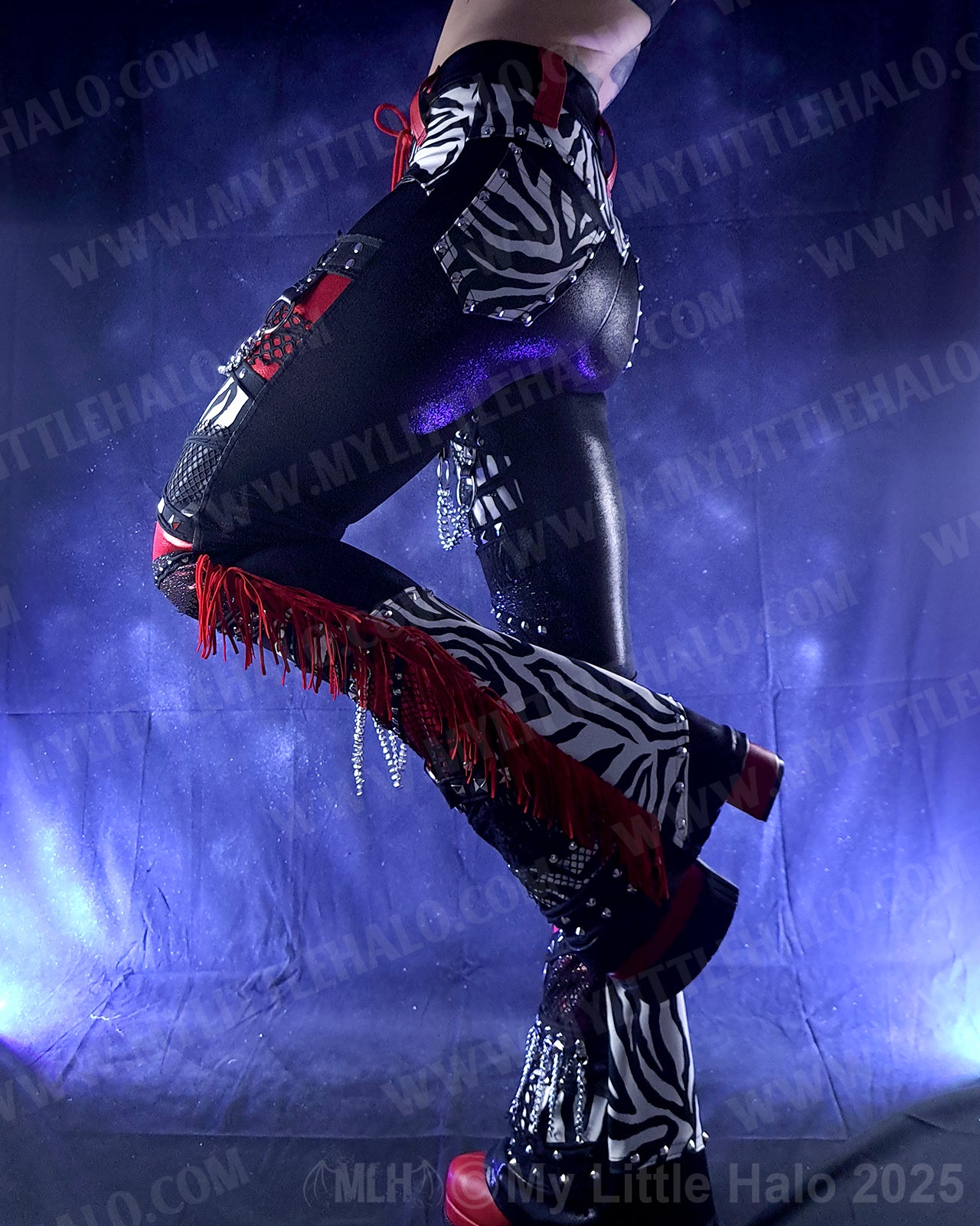 #11 Red, Black & Zebra Collage Flare Pants