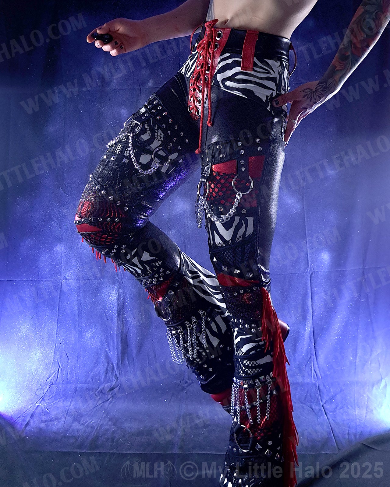 #11 Red, Black & Zebra Collage Flare Pants