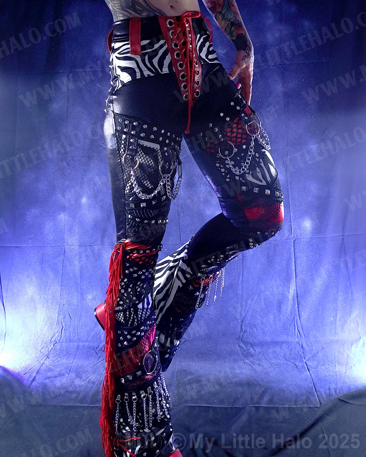 #11 Red, Black & Zebra Collage Flare Pants