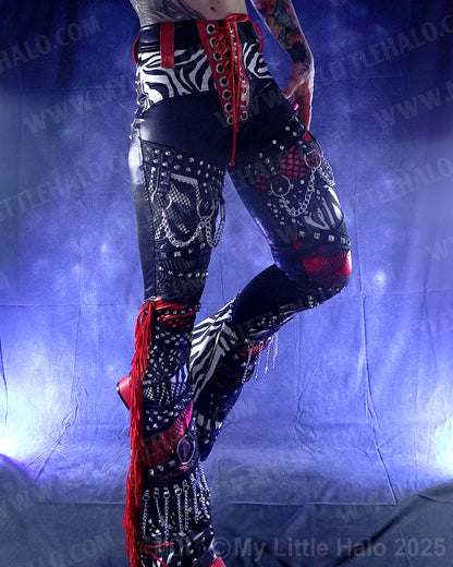 #11 Red, Black & Zebra Collage Flare Pants