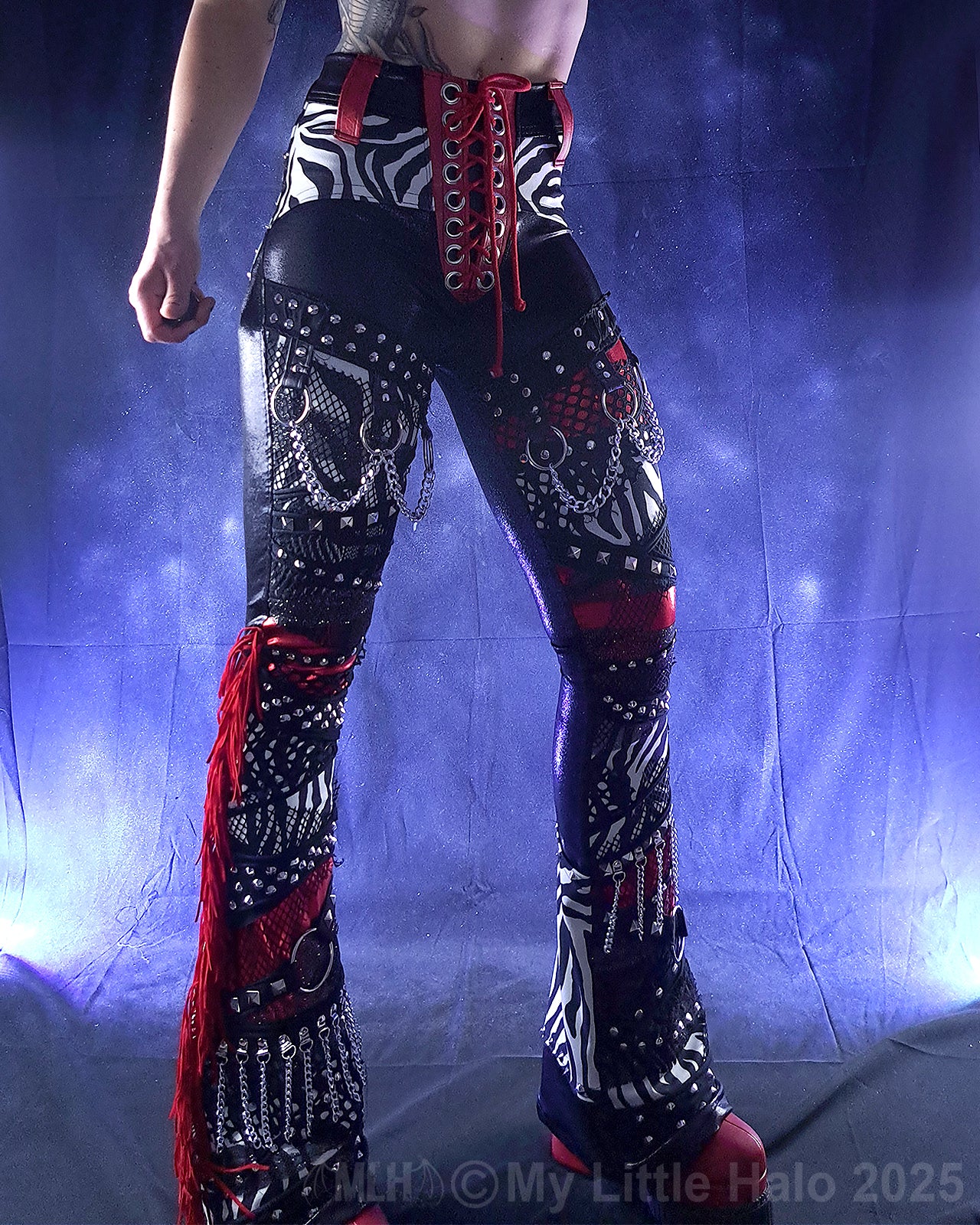 #11 Red, Black & Zebra Collage Flare Pants