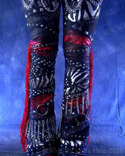 #11 Red, Black & Zebra Collage Flare Pants