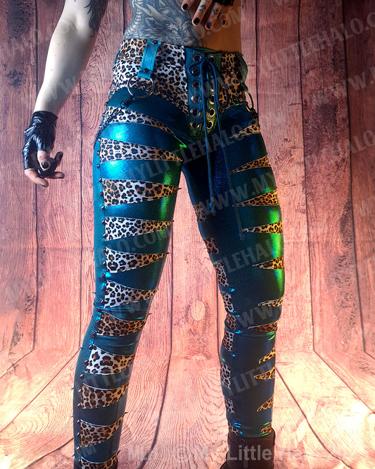 #11 Teal & Cheetah Gunmetal Skinnies