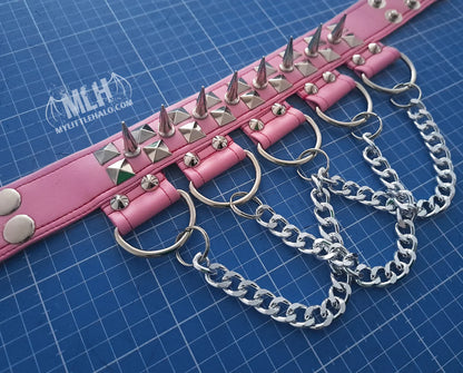 #11 Light Pink Pyramid Rivet & D-Ring Choker (24-01-00-28)
