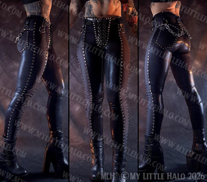 Black Mid Rise Skinny Rivet Pants #12