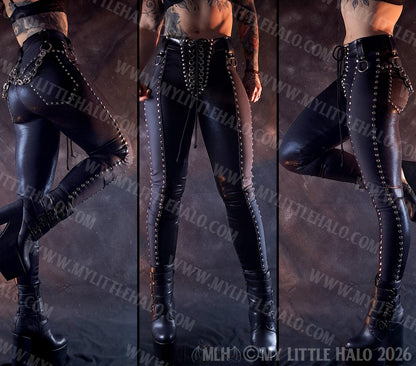 Black Mid Rise Skinny Rivet Pants #12