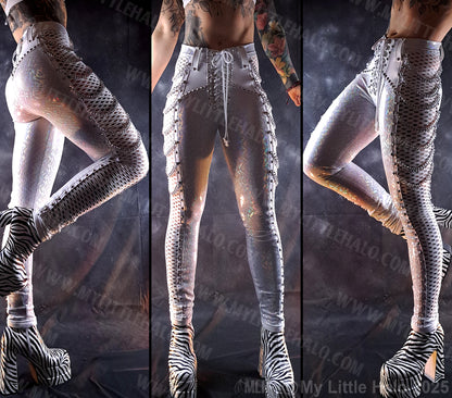 High Waisted Fishnet Panel & Chain Skinny Pants  #12