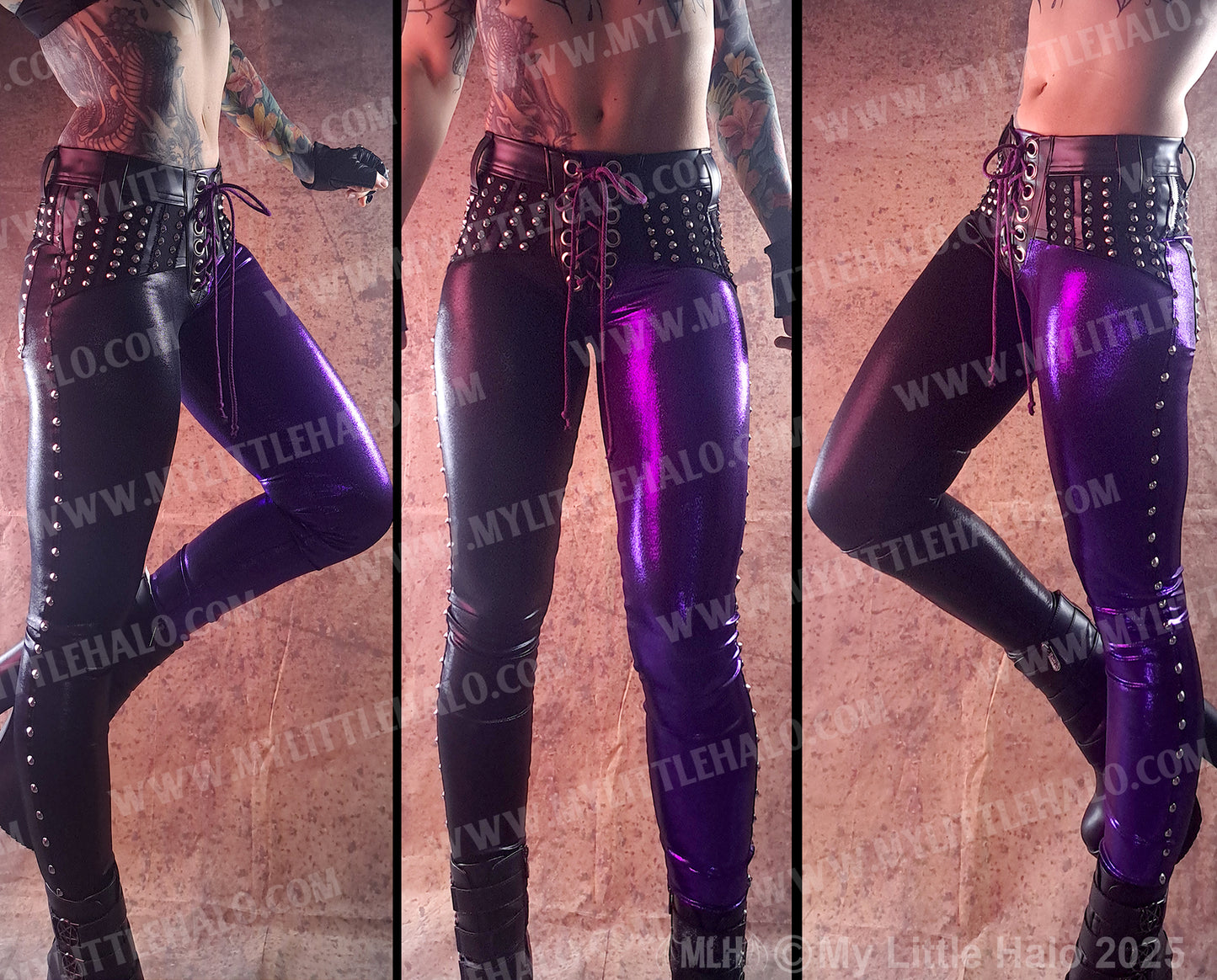 #12 PURPLE & BLACK RIVET SKINNIES