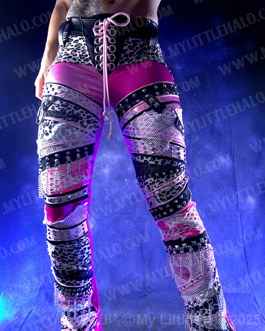 #12 Pink & Cheetah Print Straight Leg Collage Pants