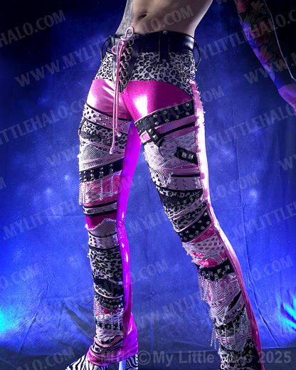 #12 Pink & Cheetah Print Straight Leg Collage Pants