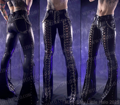 #12 Black Front Lace up Flare Pants
