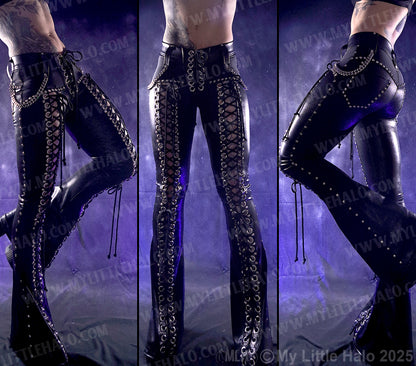 #12 Black Front Lace up Flare Pants