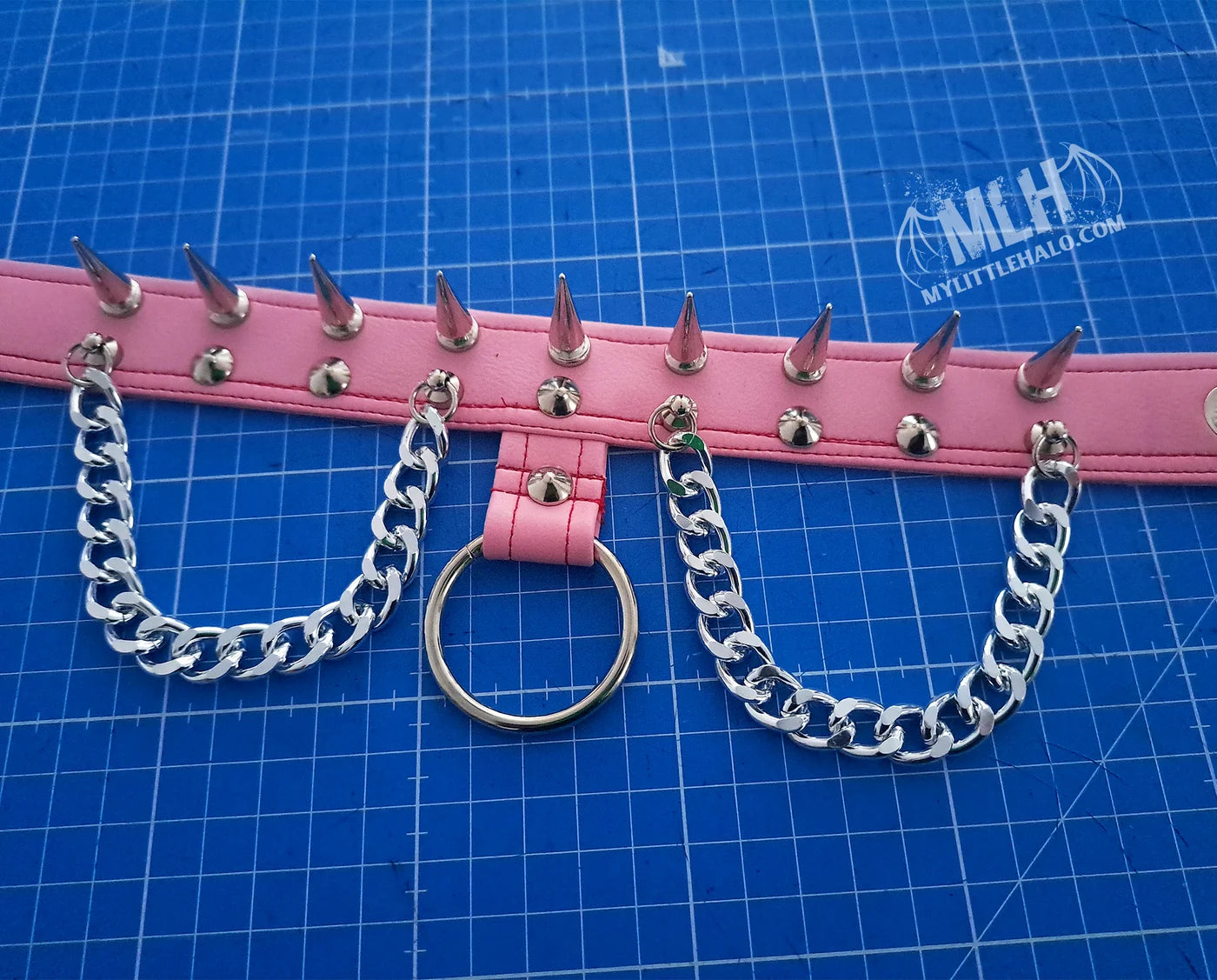 #12 Light Pink Spike & Chain Choker (24-01-00-32)