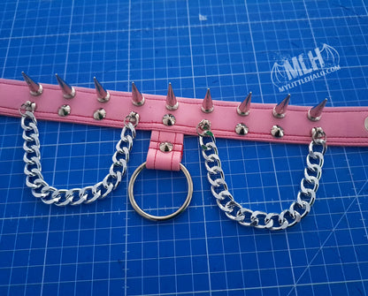 #12 Light Pink Spike & Chain Choker (24-01-00-32)