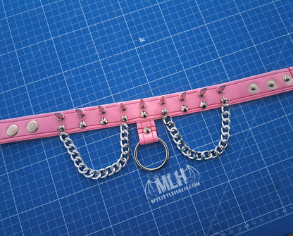 #12 Light Pink Spike & Chain Choker (24-01-00-32)
