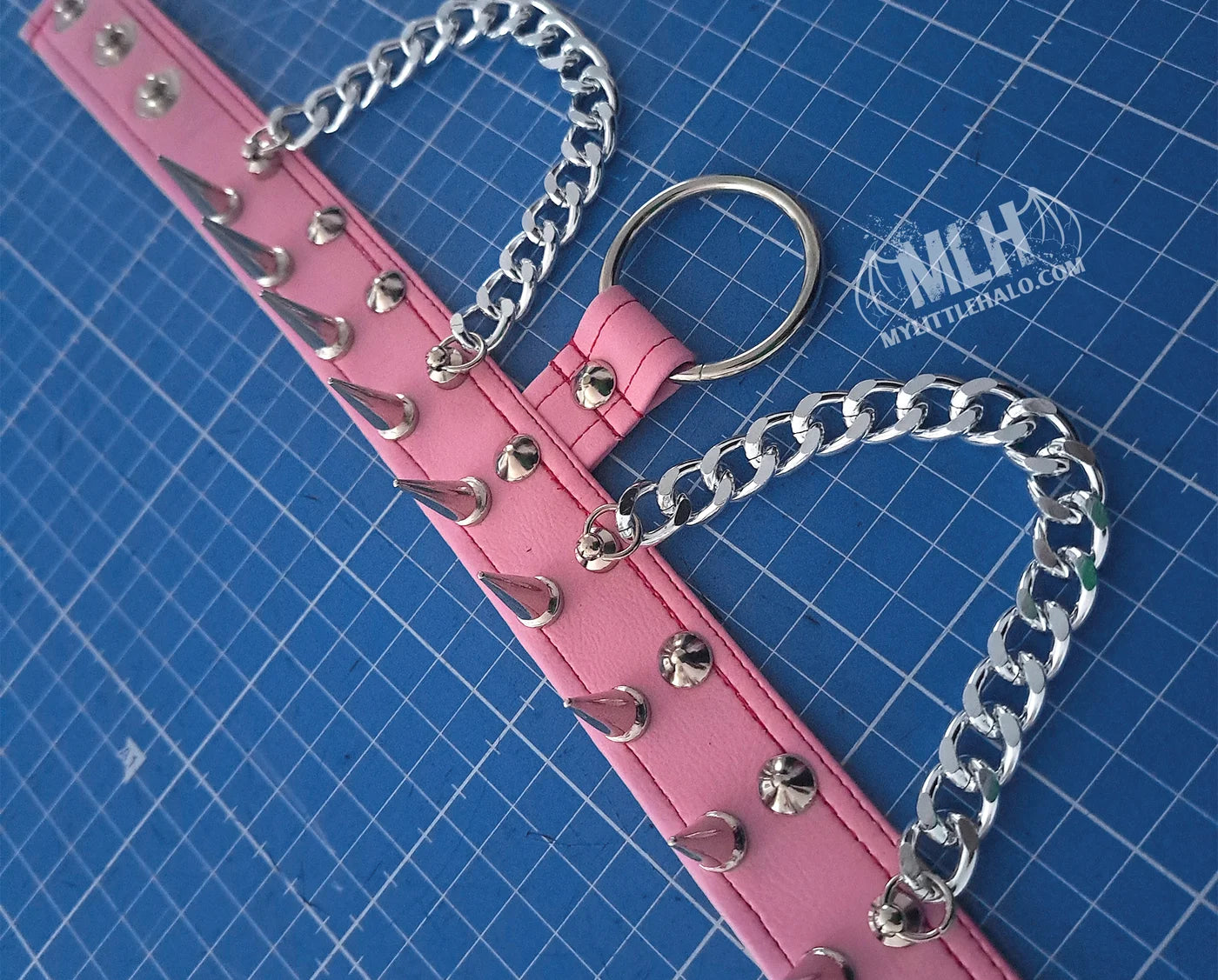 #12 Light Pink Spike & Chain Choker (24-01-00-32)