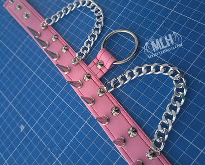 #12 Light Pink Spike & Chain Choker (24-01-00-32)