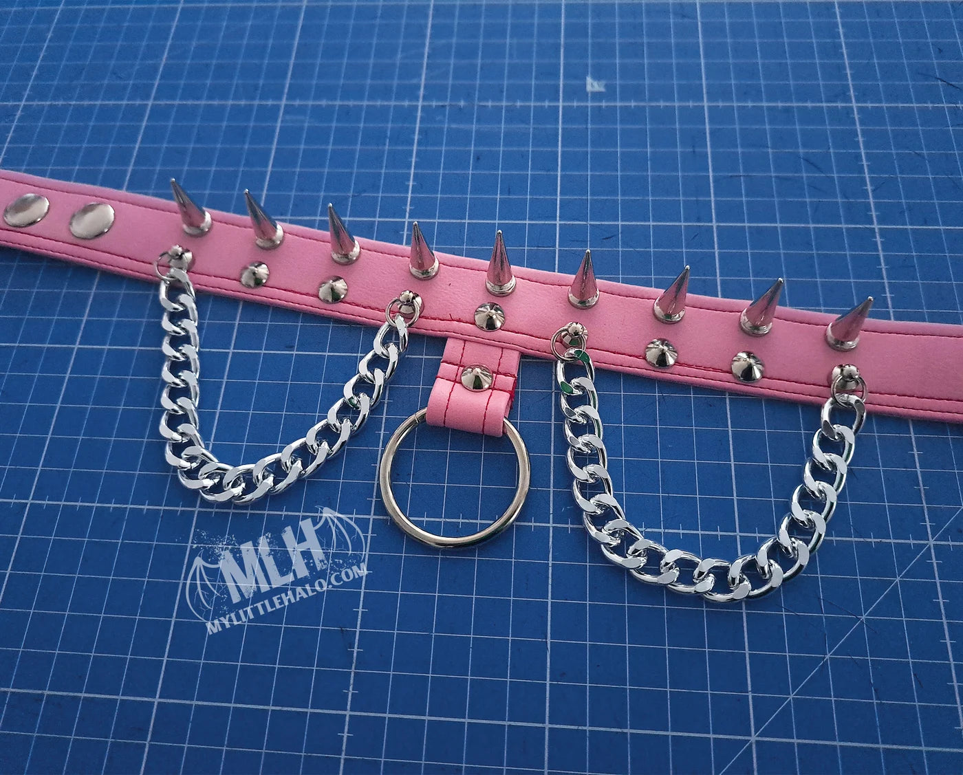 #12 Light Pink Spike & Chain Choker (24-01-00-32)