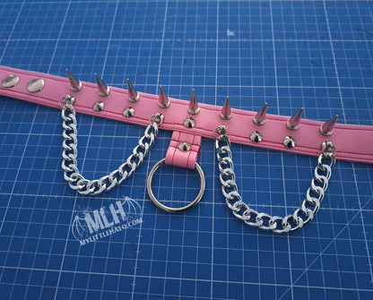 #12 Light Pink Spike & Chain Choker (24-01-00-32)