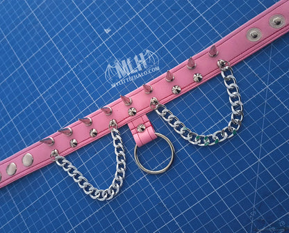 #12 Light Pink Spike & Chain Choker (24-01-00-32)