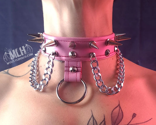#12 Light Pink Spike & Chain Choker (24-01-00-32)