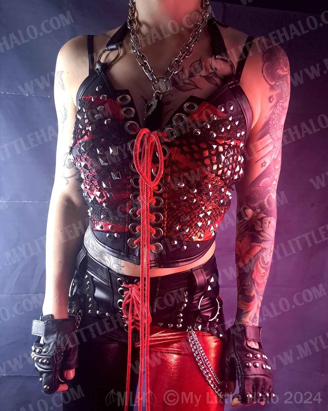 #12 Red & Black Rivet Bustier