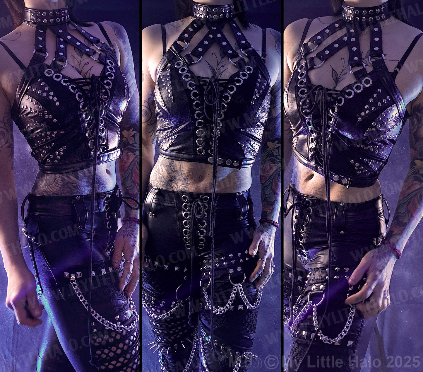 #13 Black Choker Strap Lace up Crop Top