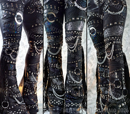 Mid Rise Glam/Metal Black Holographic Fringe Flares #14