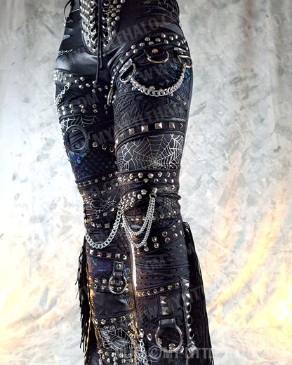 Mid Rise Glam/Metal Black Holographic Fringe Flares #14