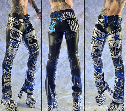 #15 Blue Leopard & Zebra Print Glam Rock Star Pants