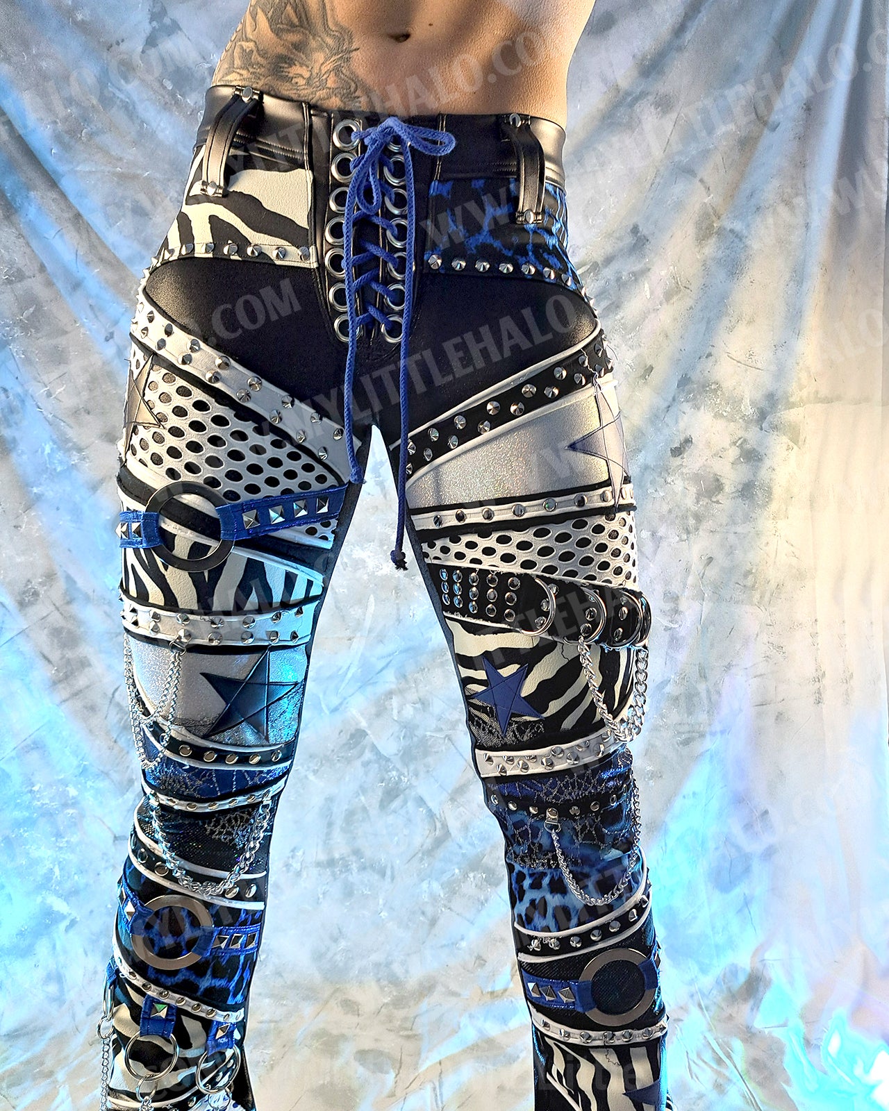 #15 Blue Leopard & Zebra Print Glam Rock Star Pants