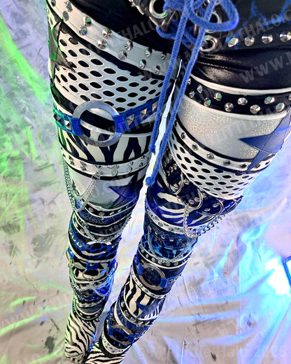 #15 Blue Leopard & Zebra Print Glam Rock Star Pants