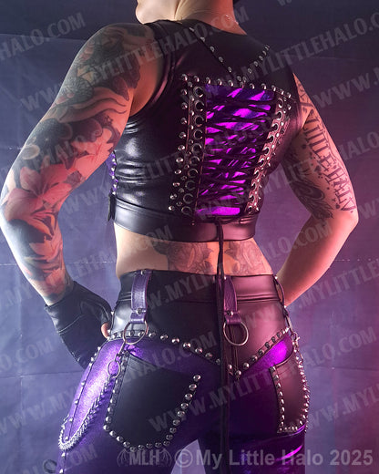 #16 PURPLE & BLACK CROP VEST WITH LACE UP BACK