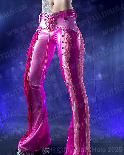 #17 Light Pink, Dark Pink & Silver Fringed Flares