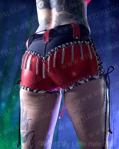 #17 Low Rise Red Lace up Shorts