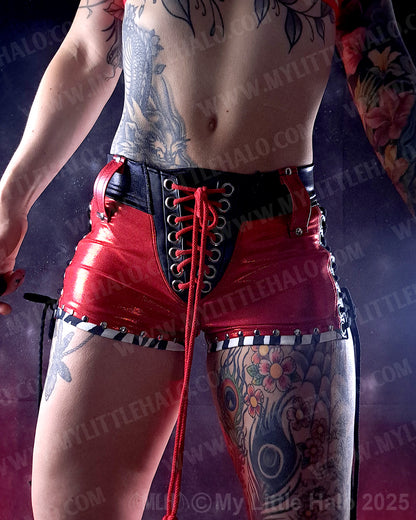 #17 Low Rise Red Lace up Shorts