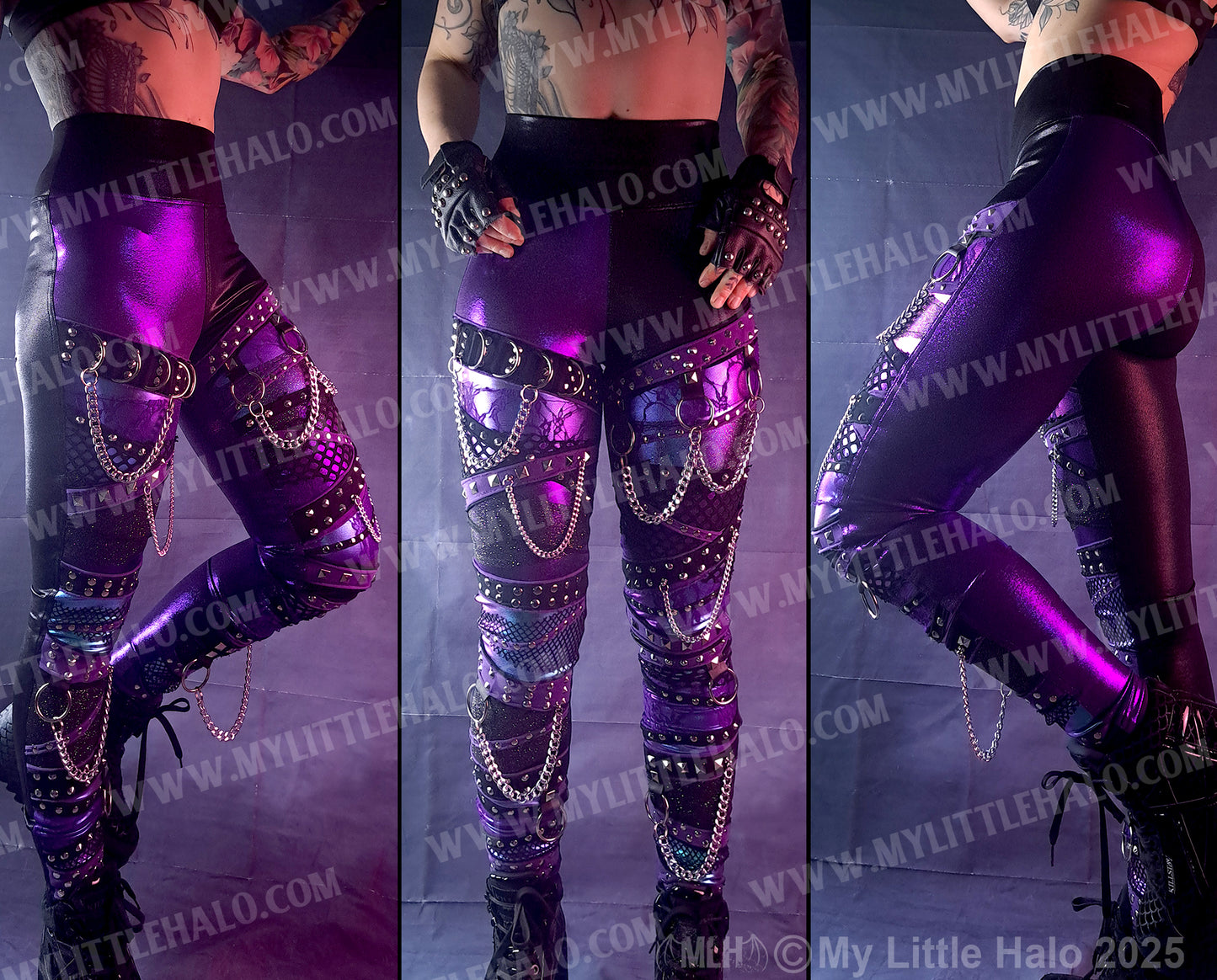 #18 PURPLE, BLACK & MERMAID COLLAGE LEGGINGS