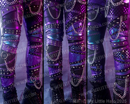 #18 Purple, Black & Mermaid Collage Leggings (03-24-12-1-018)