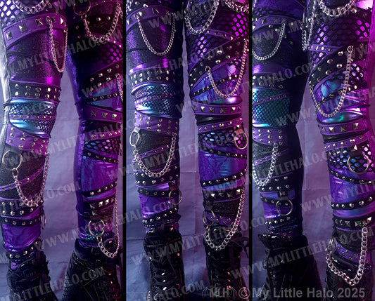 #18 Purple, Black & Mermaid Collage Leggings (03-24-12-1-018)