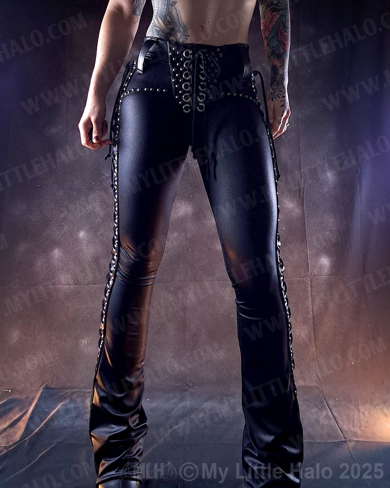 #1 Black Side Lace up Boot Cut Pants