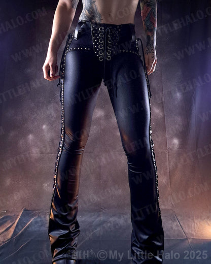 #1 Black Side Lace up Boot Cut Pants