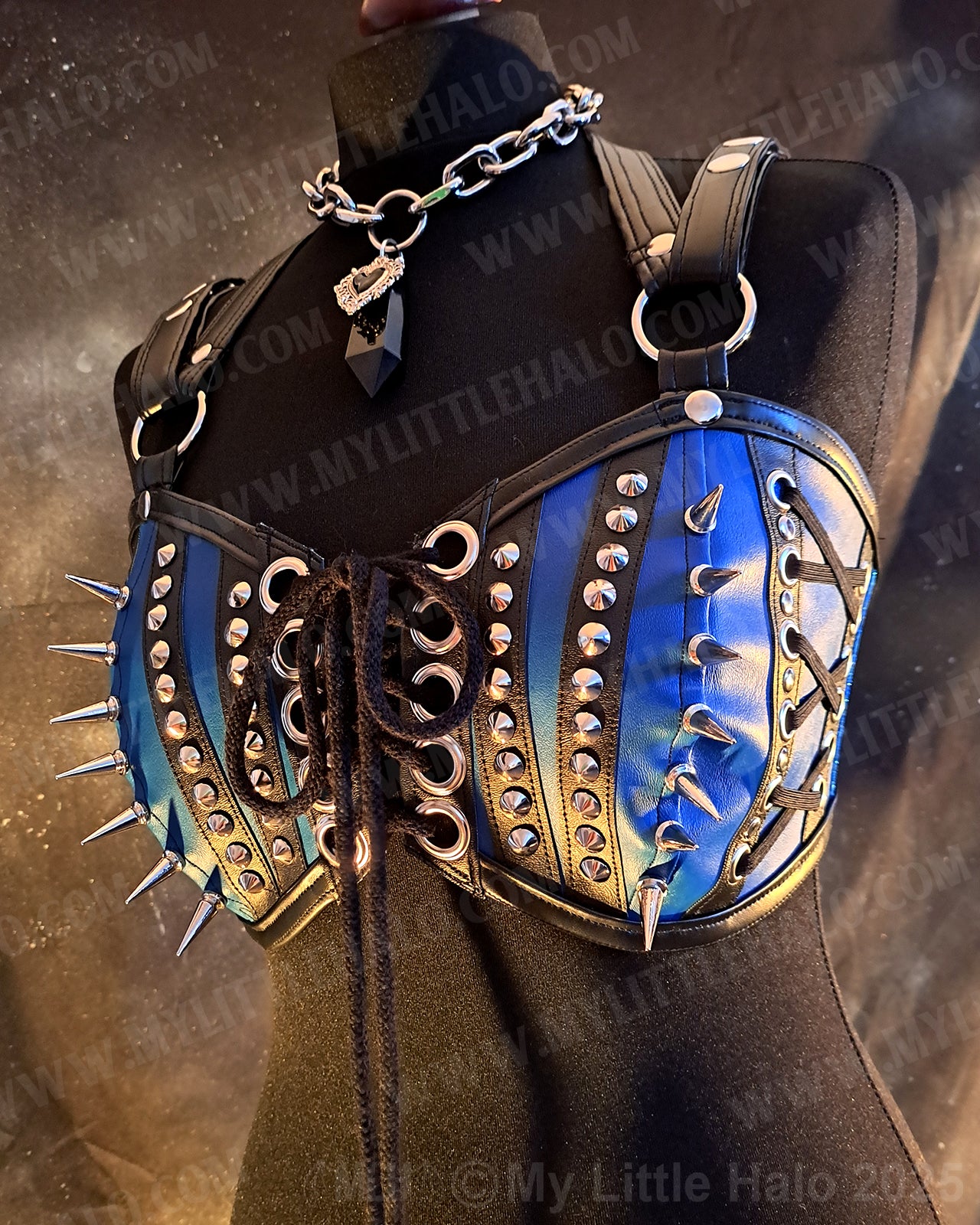 #1 Black & Blue Spiked Bralette