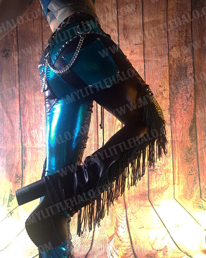 #1 Teal, Leopard & Zebra Print Fringe Pants