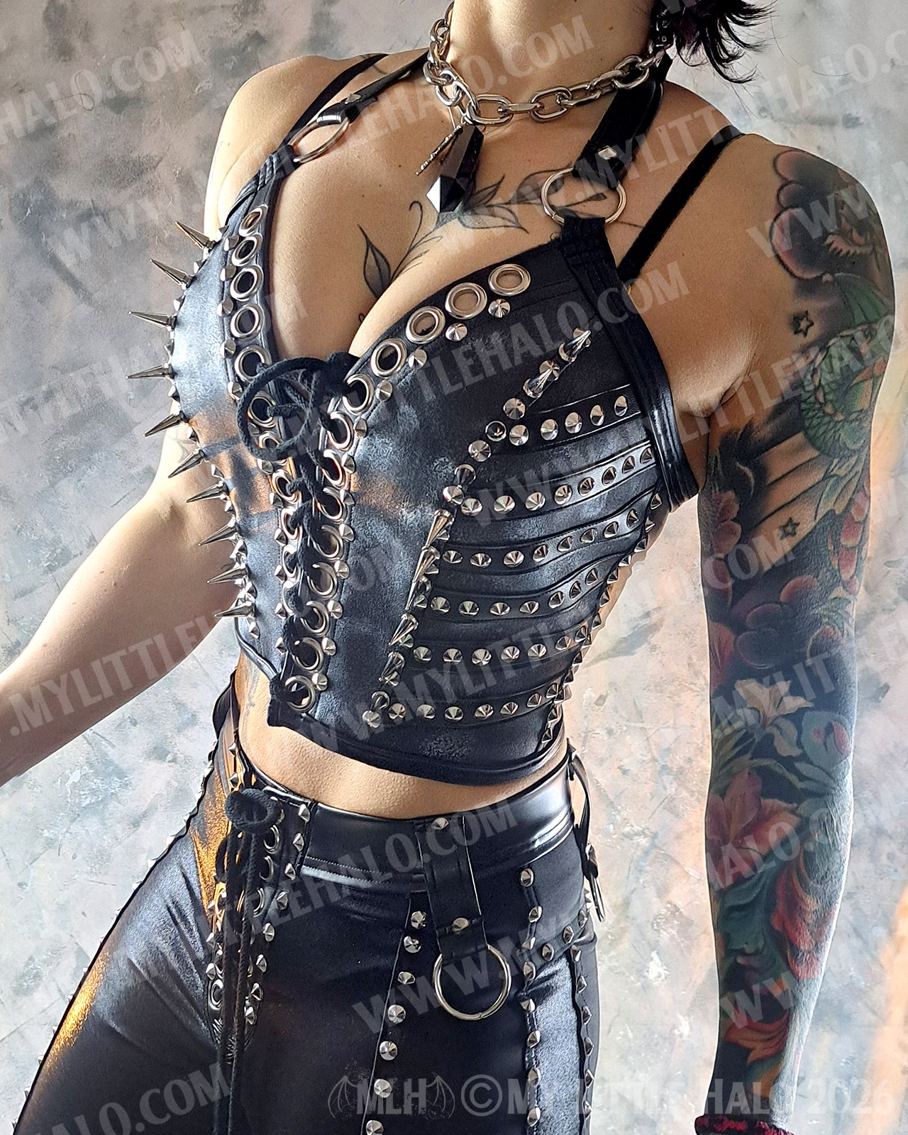 Black & Silver Spiked Bustier #1