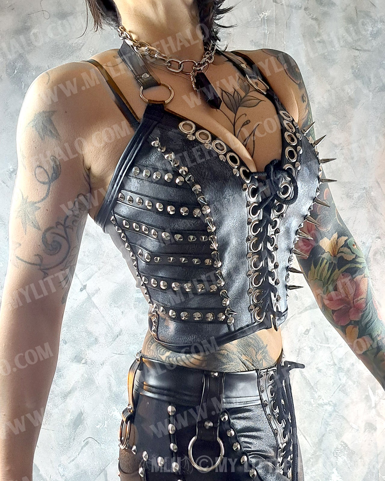 Black & Silver Spiked Bustier #1