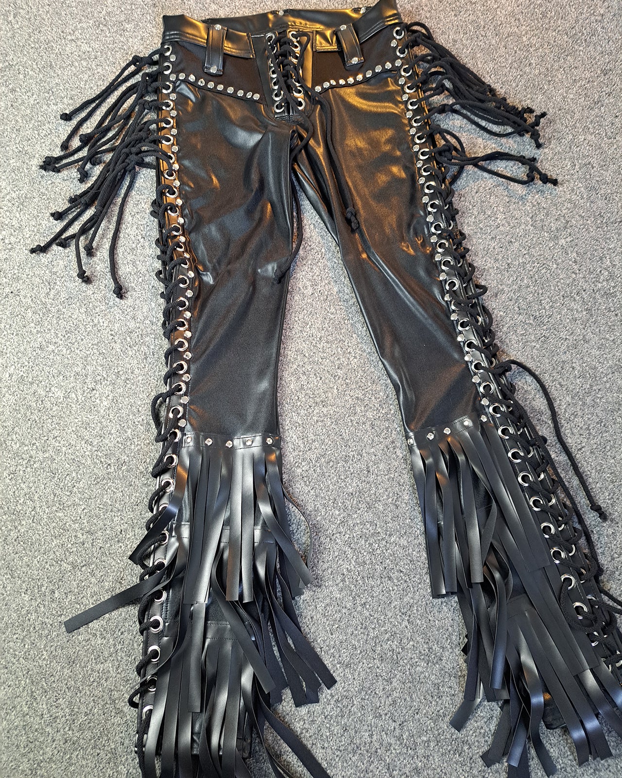 Men’s Low Waisted Lace up Fringe Skinnies (Size S)